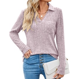 Gemulate Ladies Jumpers Long Sleeve Tops Jumpers for Women UK Ladies Lightweight Sweatshirts Jumpers Ladies Polar Neck Jumper Women -Light Purple, M