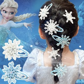 8PCS Sparkly Snowflake Hair Clip Blue White Christmas Hair Accessories for Women Xmas Bow Hair Clip Festive Snowflake Hairpins Holiday Hair Accessory Party Gifts