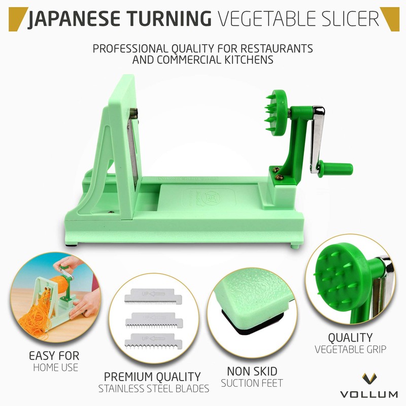 Vollum Japanese Turning Vegetable Spiralizer, Veggie Spiralizer For Fresh Zucchini,