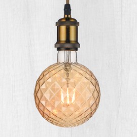 WHFIALUX Large Decorative LED Light Bulbs, Vintage Edison Pineapple Shaped Light Bulb, G40(G125) Globe Bulb, Amber Glass 2700K Warm White, 4W Dimmable 400LM(40W eq.), E26 Base
