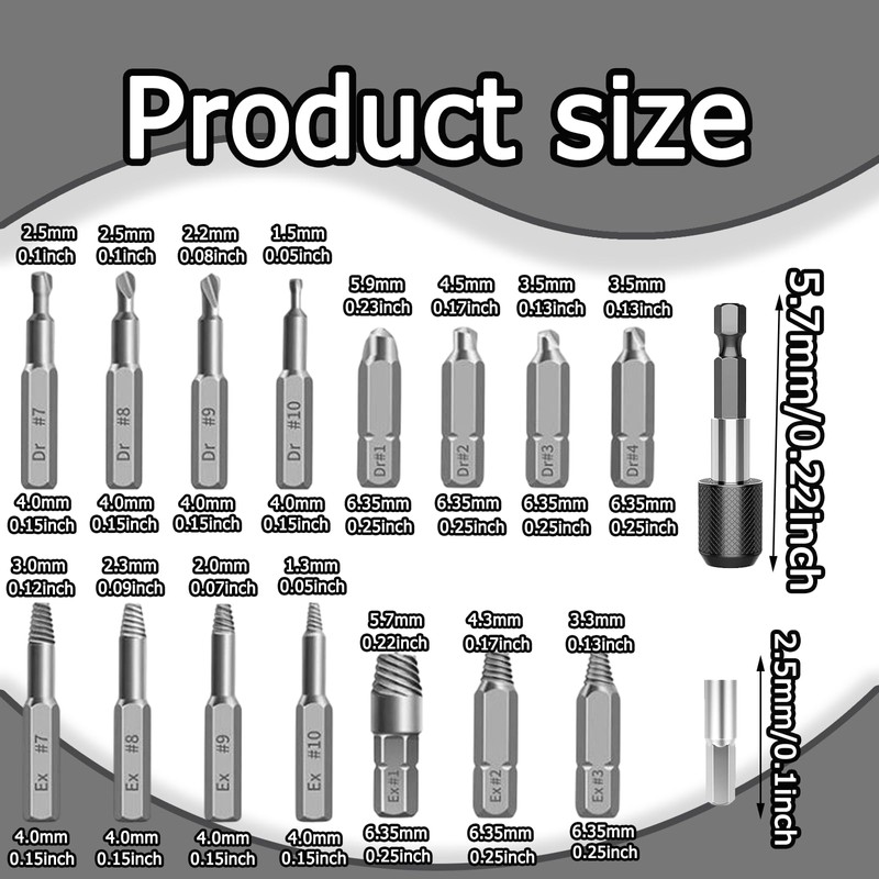 22pcs Damaged Screw Extractor Set, Easy Out Stripped Screw Remover,