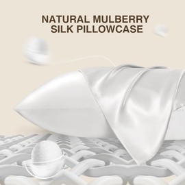 Virelle Natural Pure Silk Pillowcase for Hair and Skin with Hidden Zipper, Ultra Smooth and Soft Breathable Cooling Silk Pillow case, Gifts for Women Men, 50 x 75 cm 1pc, (Lvory)