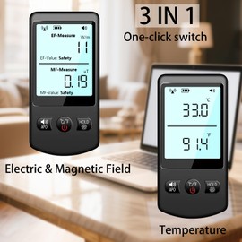 EMF Detector, 3-in-1 Handheld EMF Meter Detects EF, MF, WiFi Signal, Rechargeable Radiation Detector with 3 Color Backlight and Sound Alarm, Suitable for Home, Office, Ghost Hunting
