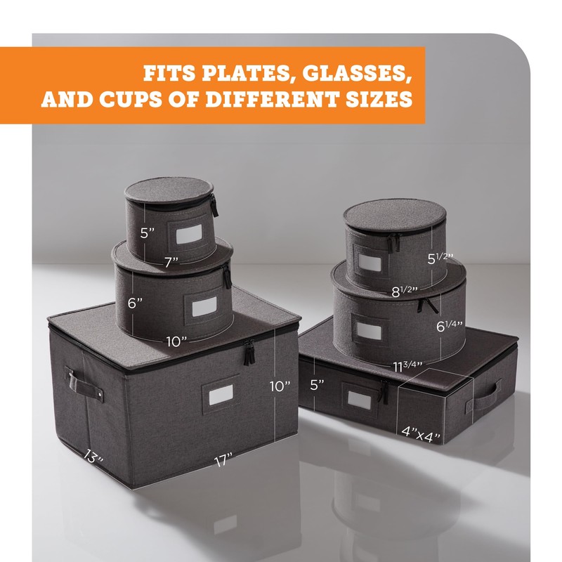 storageLAB China Storage Containers, Hard Shell Case with Felt Dividers