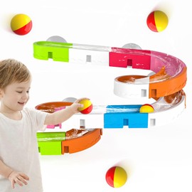 BLmukce Slide Bath Toys for 1 2 3 Year Old Boys & Girls, Baby Water Bathtub Balls Track Game, Shower Toy for Toddler, Wall Track Building Kit for Age 4 5 6 with Suction Cup (43PCS)