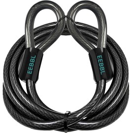 EEBBL Heavy Duty Security Cable, Commercial Grade, Galvanized Braided Steel, PVC-Coated, 30 FT, Black, Locking Cable for Trailers, Tools, Patio Equipment, etc.