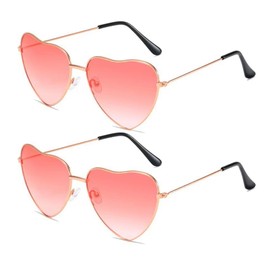 Sprinlot Heart Party Glasses, Red, 2 Pairs of Heart Party Glasses, Red Heart Shaped Glasses, Sunglasses Red Heart Shape, Funny Glasses for Carnival Photo Props Birthday
