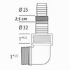Ribimex Polypropylene Outlet Elbow 90° Angle 1" (26×34mm) and 1"1/2