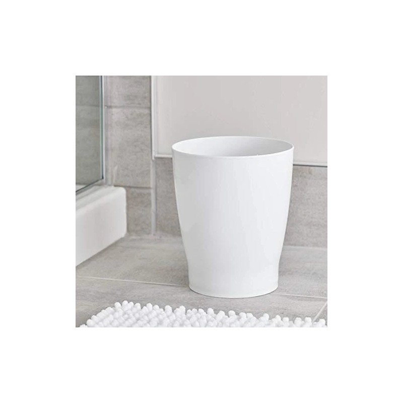 InterDesign iDesign Franklin Compact Round White Trash Can for Home