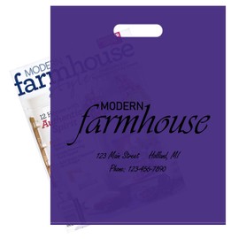 100 Purple Frosted Merchandise Bag, 12"x15" with Die Cut Handle, No Gusset, 2.0 Mil.