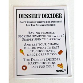 GANZ Spinning Charm Spin Arrow DESSERT DECIDER Token + Card 1 1/2"D