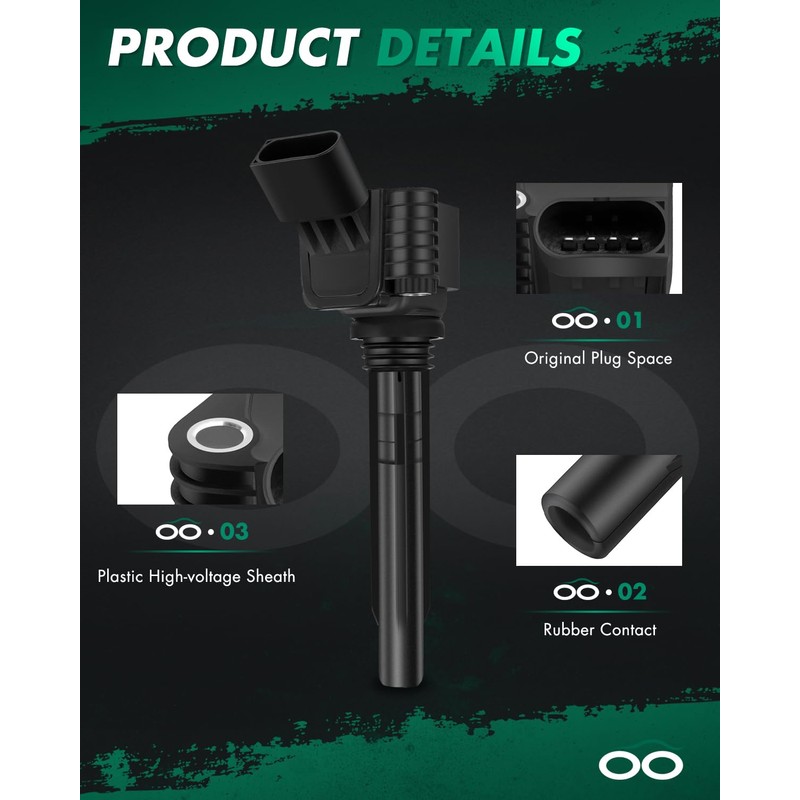 SCITOO Ignition Coil Coils & Iridium Spark Plugs fit for