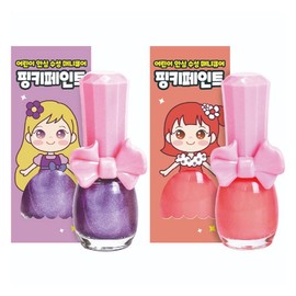 I'm Pinky Pinky Paint Children's Nail Polish 9ml x 2 types set, shiny purple, neon orange, 1 set / 아임핑키 핑키페인트 어린이 매니큐어 9ml x 2종 세트, 샤이니퍼플, 네온오렌지, 1세트