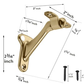 khtumeware 6 Pack 3 Inch Champagne Bronze Hand Rail Bracket Heavy Duty Hardware for Stairways, Home or Office Vintage Stair Support Handrail Brackets