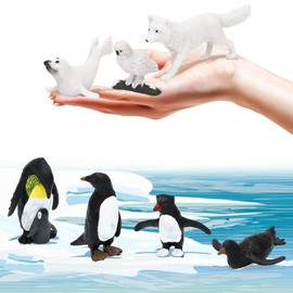 ONEST 13 Pieces Mini Arctic Animals Figurines Set Polar Animals Figurines Plastic Arctic Animal Small Arctic Polar Bear Seal Wolf Dolphin Penguins Animal Figures Set Birthday Gift
