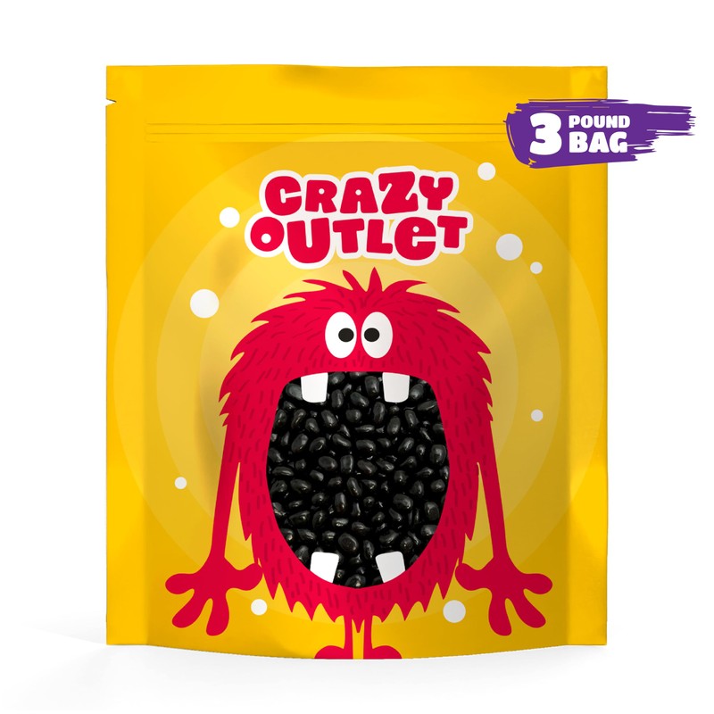 Black Licorice Jelly Beans - 3 Pound Bulk Pack -