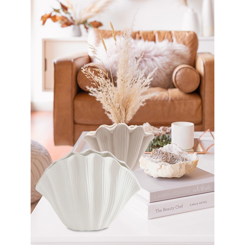 Shell Ceramic Vase Dried Flowers Handmade Vases for Home Decoration
