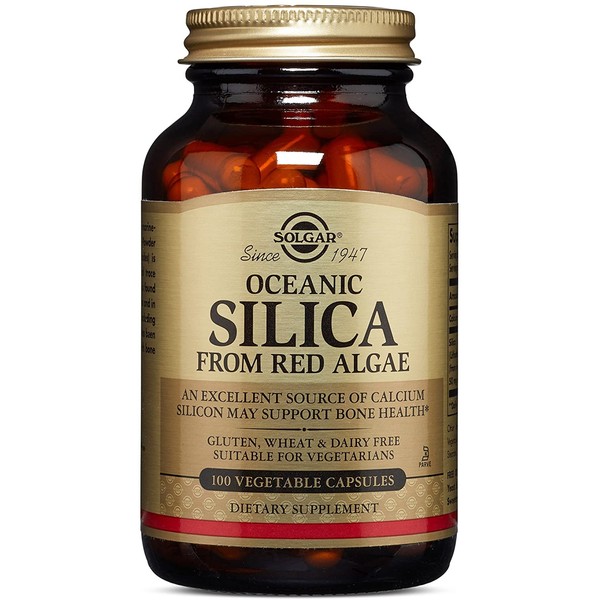 Solgar Oceanic Silica from Red Algae 25 mg, 100 Vegetable Capsules - Excellent Source of Calcium, Supports Bone Health - Non-GMO, Vegan, Gluten Free, Dairy Free, Kosher - 50 Servings