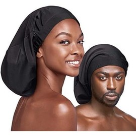 Unisex Silky Spandex Loc Cap, Dreadlocks & Braids Cap, Shower Cap, Sleep Cap, Black (X-Long) - Color: X-Long