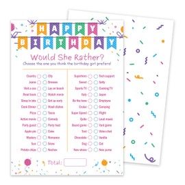 XZMBQ Funny Birthday Party Game-Would She Rather-30 5"x7"Game Cards with One Answer Card, Perfect for Birthday Celebrations, Especially Female Birthday.(008)