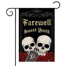 WeBenison Farewell Sweet Youth Garden Flag / Old English Birthday Party Yard House Lawn Sign / Funeral for My Youth Door Yard Lawn Sign Decor / 30th 40th 50th Birthday Party Outdoor Decorations,