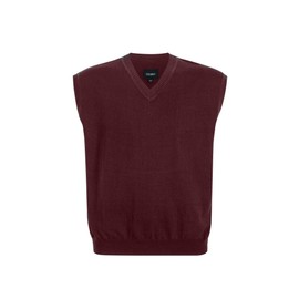 Krumba Men Oversized Sweater Gilet: Plus Size Big Tall V Neck Cotton Pullover Burgundy 2XL