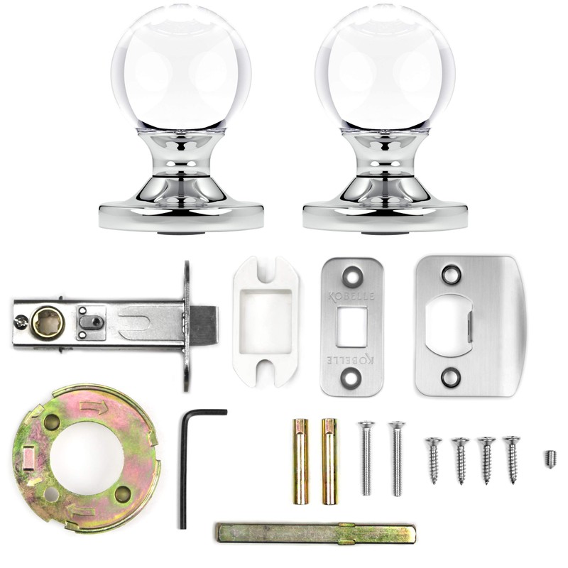 Kobelle Passage Round Ball Crystal Door Knobs Polished Chrome Round