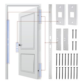 46" Jamb Repair Kit for Interior Doors,Door Reinforcement,Frame & Hinges Door Lock Security, Anti Kick in Heavy Duty Striker Plate Kit for Door Jamb Frame (White) Ultimate Door Protection