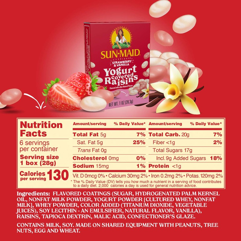 Sun-Maid Strawberry & Vanilla Yogurt Coated Raisins - (6 Pack)