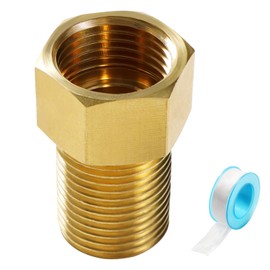 Lyeteung G1/2 Female to G1/2 Male Brass Hex Extension Pipe Fitting, Hex Bushing Adapter, Brass Extension Pipe Nipple Connector, with Plumbers Tape, for Pipe Connection, Length 40mm