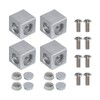 sourcing map 4Set 30x30x30mm 2-Way Corner Bracket Cube, Aluminum Alloy