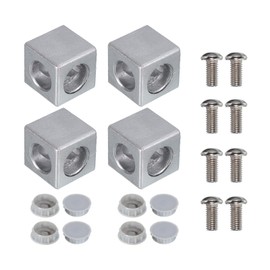 sourcing map 4Set 30x30x30mm 2-Way Corner Bracket Cube, Aluminum Alloy Block for 2020 Series Aluminum Extrusion Profile with Screws