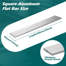 2 Pieces Square Aluminum Bar, 0.16" Thickness X 1.77" Width X 12" Length Square 6061 Aluminum Flat Plate, 4 x 45 x 305mm T6511 Solid New Mill Stock