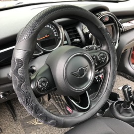 PINCTROT Large Size Steering Wheel Cover Great Grip with 3D Honeycomb Anti-Slip Design, 15.5-15.75 Inch (All Black)