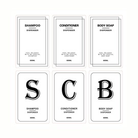 Shampoo Bottle Labels Dispenser Waterproof Seal Refill Bottle Stickers Shampoo Conditioner Body Soap Set of 6