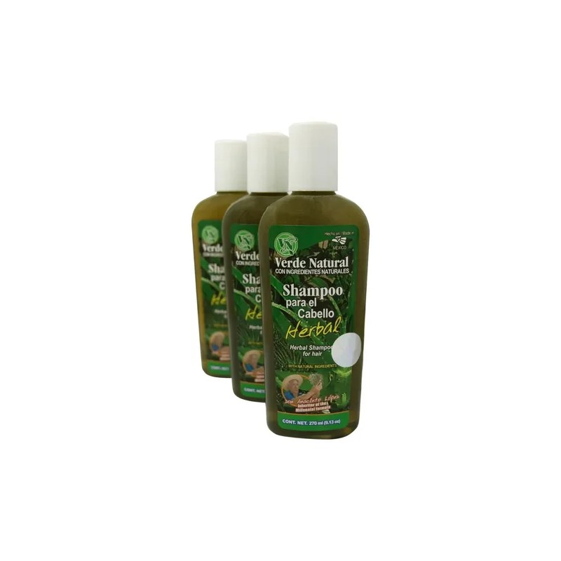 Shampoo Herbal Anti Caída Verde Natural.