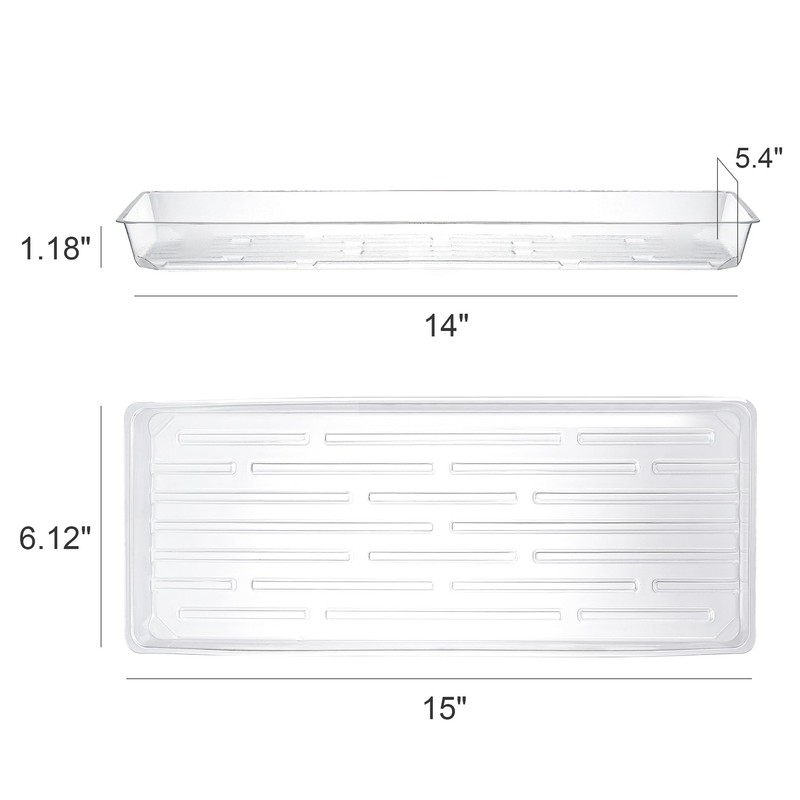 Kingrol 16 Pack Rectangular Plant Drip Trays, Clear Plant Saucers