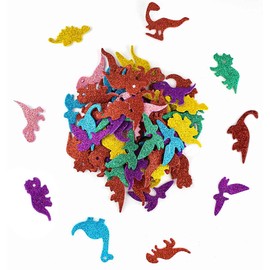160 Pieces Glitter Dinosaur Foam Stickers Self Adhesive Foam Stickers for Craft DIY Self-Adhesive Dinosaur Shapes Sticker Home Party Decoration Colorful Arts Crafts Supplies (Assorted Colors)