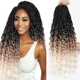 FANWYFYU 6-Pack Deep Faux Locs Crochet Hair Soft Goddess Locs Crochet Braids 24 Inch Deep Wave Locs (24 Inches, 1B/27/613)