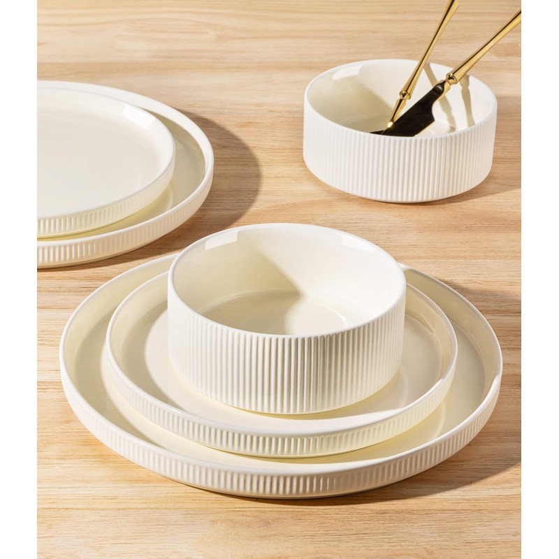 TheTerra Ceramic Dinnerware Sets for 4, 12 Pieces Porcelain Lightweight