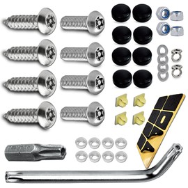 Anti Theft License Plate Screws, Anti Theft License Plate Frame Bolts Tamper Resistant Fasteners, Stainless Steel License Plate Screws, 1/4"(M6) Security Screw Set for Car License Plates