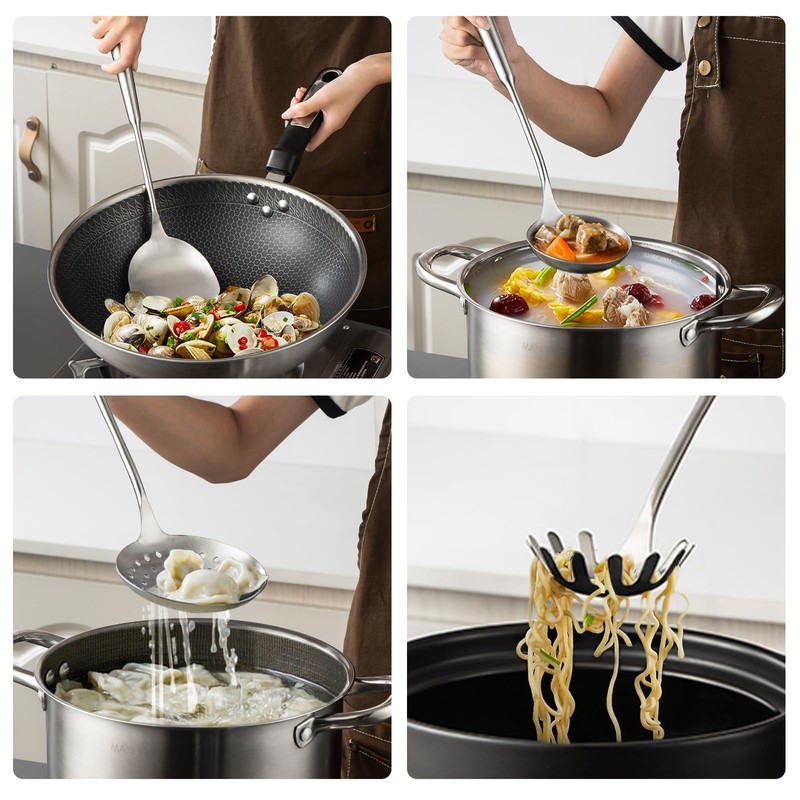 MAXCOOK Cooking Utensils set, 18/8 Stainless Steel Kitchen Utensils set,