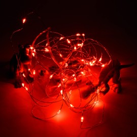 Uhugu Christmas Lights Battery Operated, 16Ft Christmas Lights Battery Operated with 8 Flashing Modes and 8 Hours On 16 Hours Off Timer(Red,1 Pack)