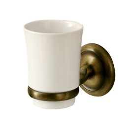 Bisk 00407 Deco Ceramic Tumbler with Antique Brass Holder, 7.8 x 12 x 10.5 cm