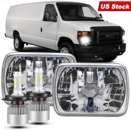 Unbranded 2PCS 5x7" 7x6" LED Headlights DRL For Ford E-150 E-250 Econoline Van Club Wagon