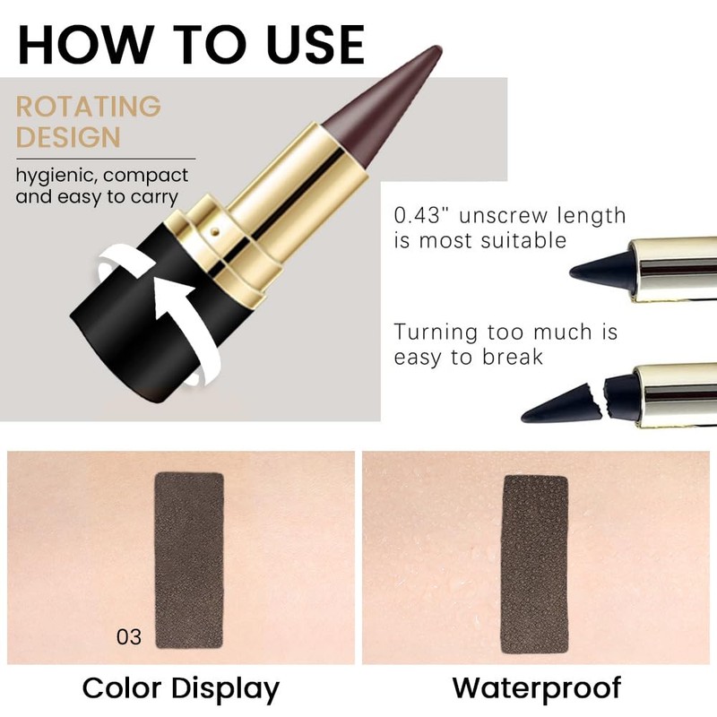 AMY'S DIARY Brown Gel Eyeliner Pencil,Waterproof Smudge Proof Eye Liner