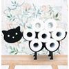 猫 動物 ペーパーホルダー 装飾メタルトイレットペーパーホルダー 面白いブラックメタルペーパーホルダー バスルーム用かわいいトイレットペーパー収納 自立式メタルトイレットペーパーオーガナイザーホールド