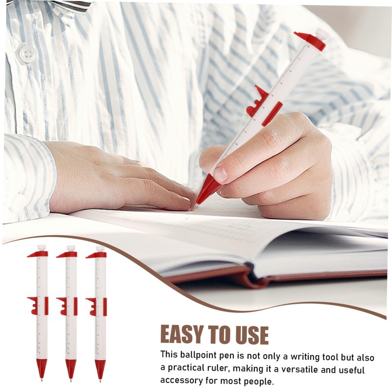 Operitacx 5Pcs Vernier Caliper Ballpoint Pens Multifunctional Ruler Pens for