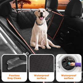 Shodu Waterproof Dog Car Seat Cover for Back Seat for Car/Truck/SUV,Nonslip Durable,Collapsible Anti-Scratch Dog car Seat Cover with Mesh Window,Storage Pocket,Side Flaps and Belt (Green)