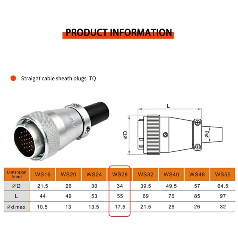 ZBLZGP WEIPU WS28 2 Pin Aviation Connector Waterproof IP67 Metal